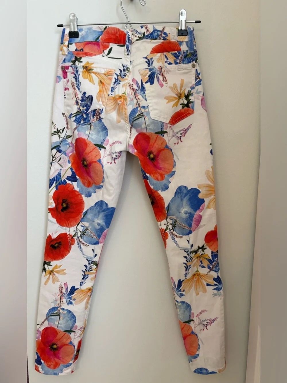 7 For All Mankind Seaside Poppy Floral Print Ankle Skinny Jeans Sz:25 - Picture 7 of 10